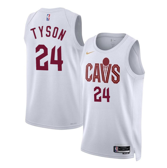 Men's Cleveland Cavaliers #24 Jaylon Tyson White 2024 Draft Association Edition Stitched Jersey