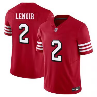 San Francisco 49ers #2 Deommodore Lenoir Red Throwback Limited Stitched Jersey