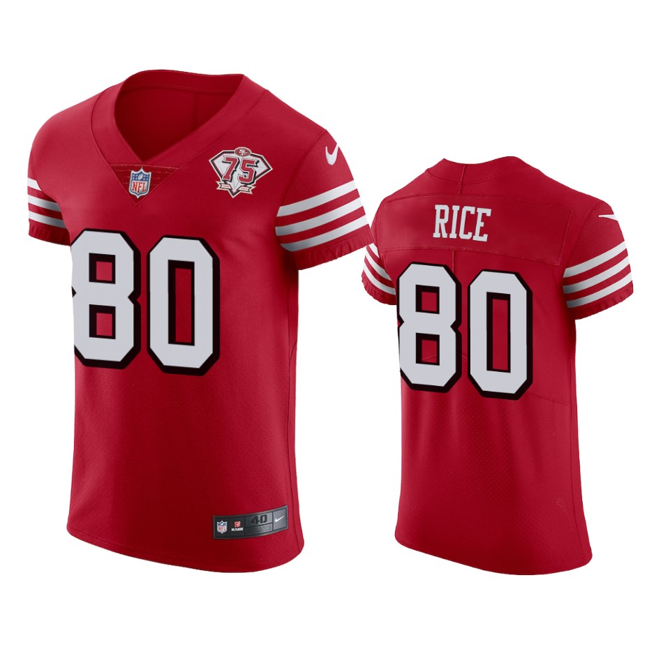 Nike 49ers #80 Jerry Rice Red Rush Men's 75th Anniversary Stitched NFL Vapor Untouchable Elite Jersey Nike 49ers #80 Jerry Rice Red Rush Men's 75th Anniversary Stitched NFL Vapor Untouchable Elite Jersey