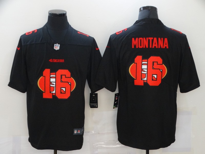 Nike 49ers 16 Joe Montana Black Shadow Logo Limited Jersey Nike 49ers 16 Joe Montana Black Shadow Logo Limited Jersey