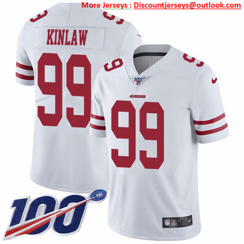 Nike 49ers #99 Javon Kinlaw White Men's Stitched NFL 100th Season Vapor Untouchable Limited Jersey