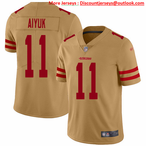Nike 49ers #11 Brandon Aiyuk Gold Men's Stitched NFL Limited Inverted Legend Jersey
