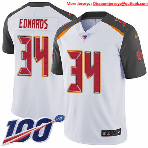 Nike Buccaneers #34 Mike Edwards White Men's Stitched NFL 100th Season Vapor Untouchable Limited Jersey