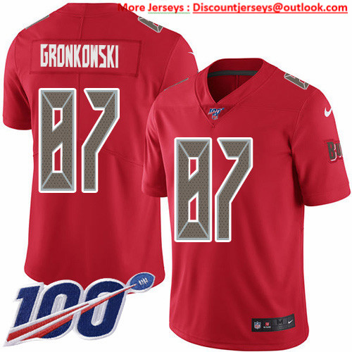 Nike Buccaneers #87 Rob Gronkowski Red Men's Stitched NFL Limited Rush 100th Season Jersey