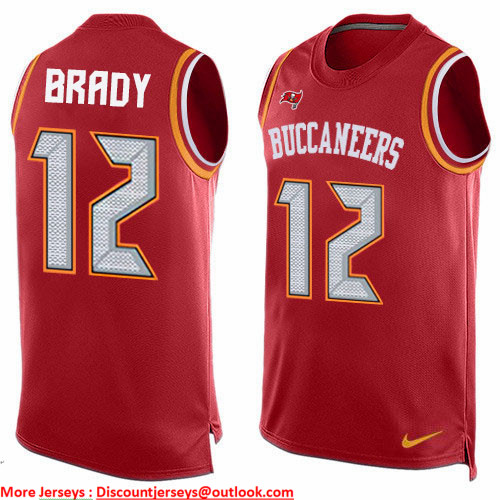 Nike Buccaneers #12 Tom Brady Red Team Color Men's Stitched NFL Limited Tank Top Jersey Nike Buccaneers #12 Tom Brady Red Team Color Men's Stitched NFL Limited Tank Top Jersey