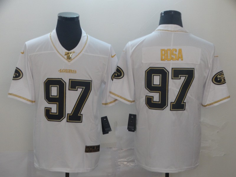 Nike 49ers 97 Nick Bosa White Gold Vapor Untouchable Limited Jersey Nike 49ers 97 Nick Bosa White Gold Vapor Untouchable Limited Jersey