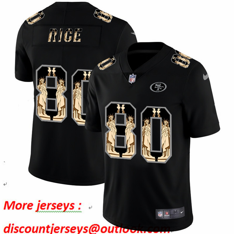 Nike 49ers 80 Jerry Rice Black Statue Of Liberty Limited Jersey