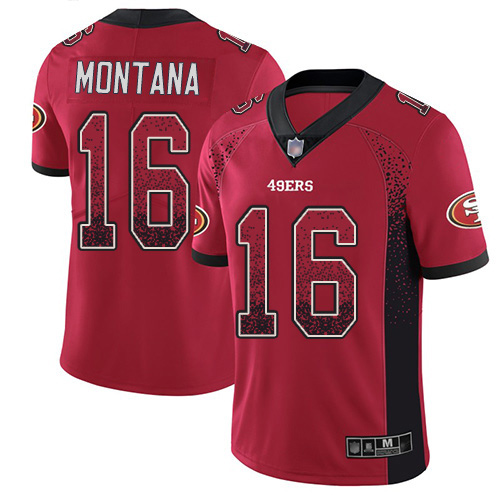 49ers #16 Joe Montana Red Team Color Men's Stitched Football Limited Rush Drift Fashion Jersey 49ers #16 Joe Montana Red Team Color Men's Stitched Football Limited Rush Drift Fashion Jersey
