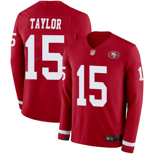 49ers #15 Trent Taylor Red Team Color Men's Stitched Football Limited Therma Long Sleeve Jersey 49ers #15 Trent Taylor Red Team Color Men's Stitched Football Limited Therma Long Sleeve Jersey