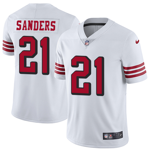 Nike 49ers #21 Deion Sanders White Rush Men's Stitched NFL Vapor Untouchable Limited Jersey Nike 49ers #21 Deion Sanders White Rush Men's Stitched NFL Vapor Untouchable Limited Jersey