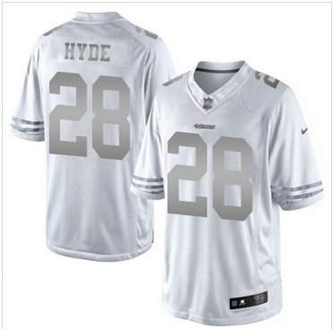 Nike San Francisco 49ers #28 Carlos Hyde White Men's Stitched NFL Limited Platinum Jersey
