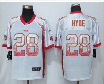 Nike San Francisco 49ers #28 Carlos Hyde Drift Fashion White Elite Jerseys