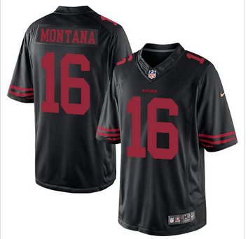 New San Francisco 49ers #16 Joe Montana Black Alternate Men's Stitched NFL Limited Jersey