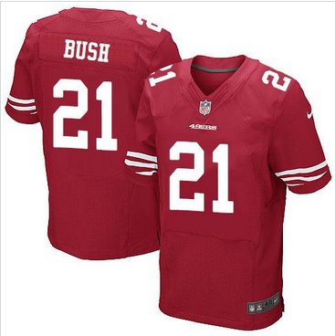 NEW 49ers #21 Reggie Bush Red Team Color Men's Stitched NFL Elite Jersey