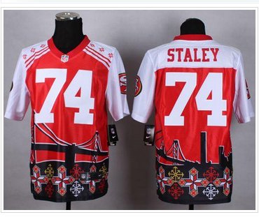 New San Francisco 49ers #74 Joe Staley Red NFL Elite Noble Fashion Jersey