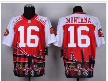 NEW San Francisco 49ers #16 Joe Montana Red NFL Elite Noble Fashion Jersey