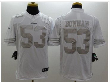 NEW San Francisco 49ers #53 NaVorro Bowman White NFL Limited Platinum Jersey