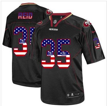 NEW San Francisco 49ers #35 Eric Reid Black NFL Elite USA Flag Fashion Jersey