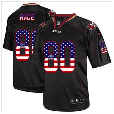NEW San Francisco 49ers #80 Jerry Rice Black NFL Elite USA Flag Fashion Jersey