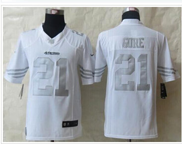 NEW San Francisco 49ers #21 Frank Gore White NFL Limited Platinum Jersey