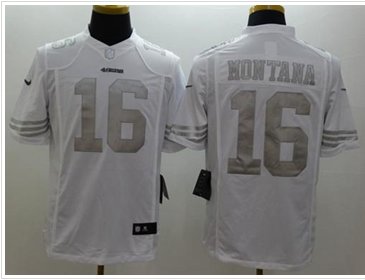 NEW 49ers #16 Joe Montana White Men's Stitched NFL Limited Platinum Jersey