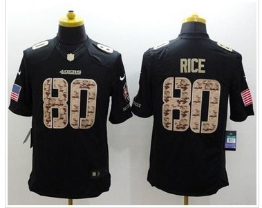 New San Francisco 49ers #80 Jerry Rice Black NFL Limited Salute to Service jersey