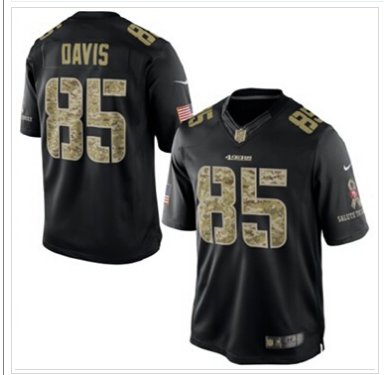 San Francisco 49ers #85 Vernon Davis NEW Black Salute To Service Jersey