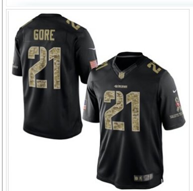San Francisco 49ers #21 Frank Gore NEW Black Salute To Service Jersey