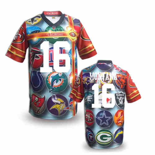 New San Francisco 49ers 16 Joe Montana Team Color NFL Elite Fanatical Version Jerseys