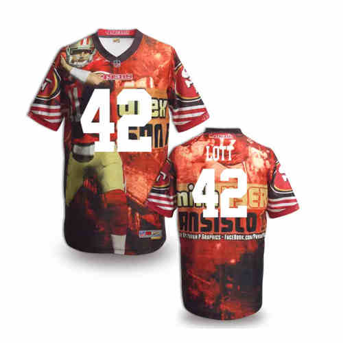 New San Francisco 49ers #42 Ronnie Lott Team Color Elite Fanatical Version Jerseys