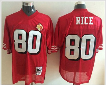 Mitchell and Ness San Francisco 49ers #80 Jerry Rice Red With 50TH 1996 Stitched NFL Jersey