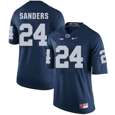 Men's Penn State Nittany Lions #24 Miles Sanders NCAA Navy Blue Stitched Jersey