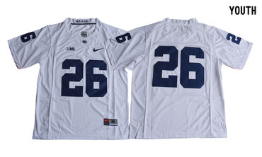 Penn State Nittany Lions 26 Saquon Barkley White Youth College Football Jersey