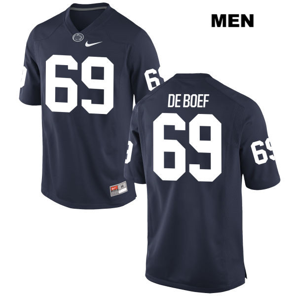 Adam De Boef no. 69 Stitched Penn State Nittany Lions Authentic Mens Nike Navy College Football Jersey