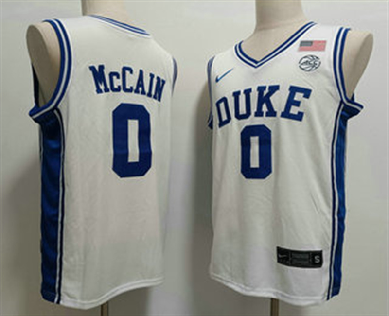 Men's Duke Blue Devils #0 Jared McCAIN White College Basketball Jersey Men's Duke Blue Devils #0 Jared McCAIN White College Basketball Jersey