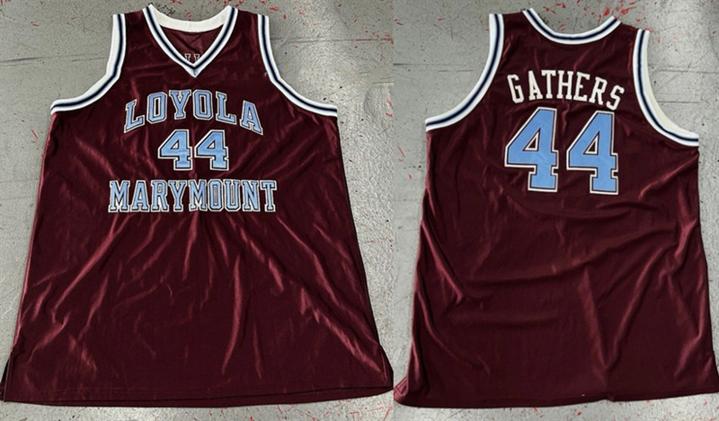 Men's Loyola Marymount University #44 Hank Gathers Burgundy Stitched Basketball Jersey