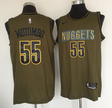 Nuggets 55 Dikembe Mutombo Olive Nike Swingman Jersey