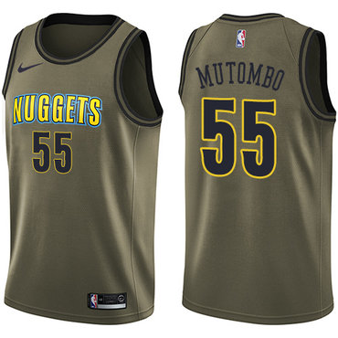 Nike Nuggets #55 Dikembe Mutombo Green Salute to Service NBA Swingman Jersey