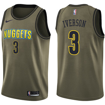 Nike Nuggets #3 Allen Iverson Green Salute to Service NBA Swingman Jersey