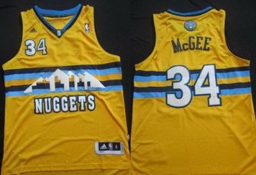 Denver Nuggets 34 JaVale McGee Yellow Revolution 30 Swingman NBA Jerseys