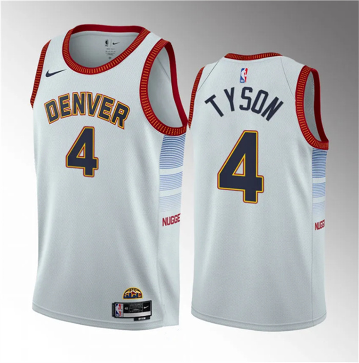 Men's Denver Nuggets #4 Hunter Tyson White 2023 Draft Icon Edition Stitched Basketball Jersey