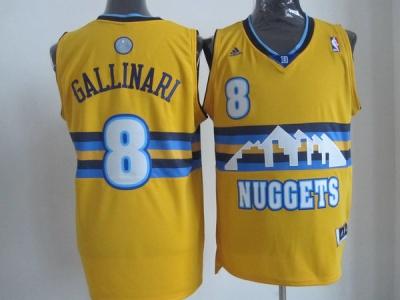 NBA Denver Nuggets #8 Gallinari Yellow Yellow Revolution 30 Swingman Jerseys