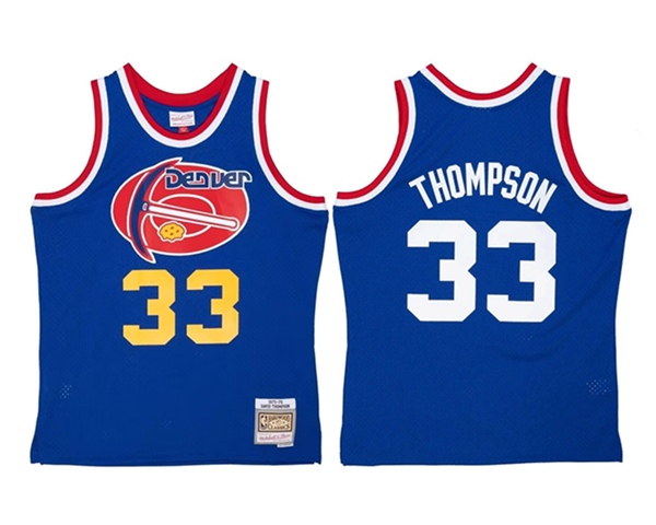 Men's Denver Nuggets #33 David Thompson Blue 1975-76 Mitchell & Ness Swingman Stitched Jersey