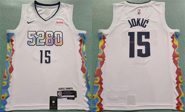 Men's Denver Nuggets #15 Nikola Joki? White 2024 25 City Edition Stitched Basketball Jersey