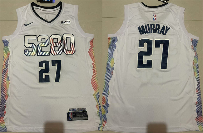 Men's Denver Nuggets #27 Jamal Murray White 2024-25 City Edition Stitched Basketball Jersey