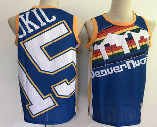 Men's Denver Nuggets #15 Nikola Jokic Blue Big Face Mitchell Ness Hardwood Classics Soul Swingman Throwback Jersey