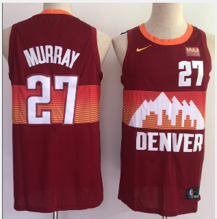 Men's Denver Nuggets #27 Jamal Murray Red 2021 City Edition NBA Swingman Jersey With The Sponsor Logo