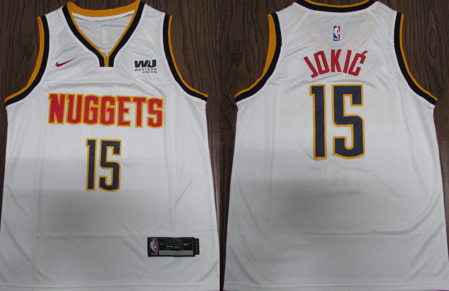 Nuggets 15 Nikola Jokic White Nike Swingman Jersey