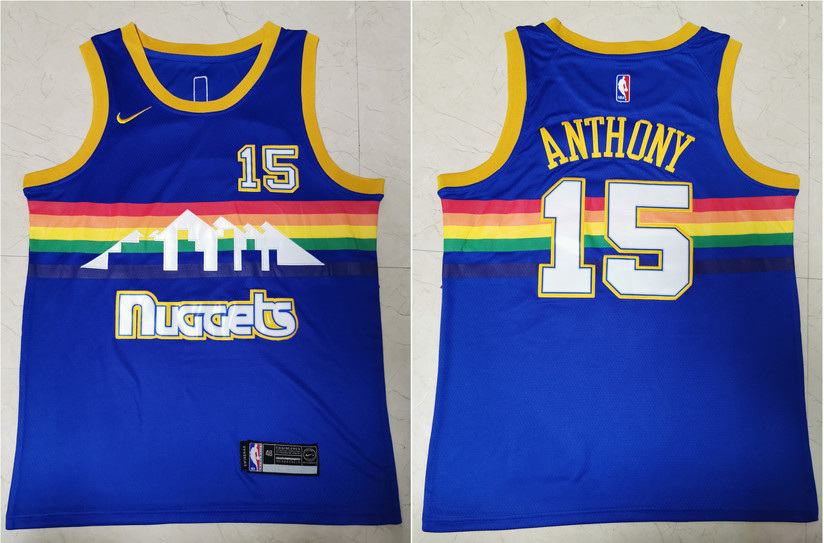 Nuggets 15 Carmelo Anthony Blue Swingman Jersey