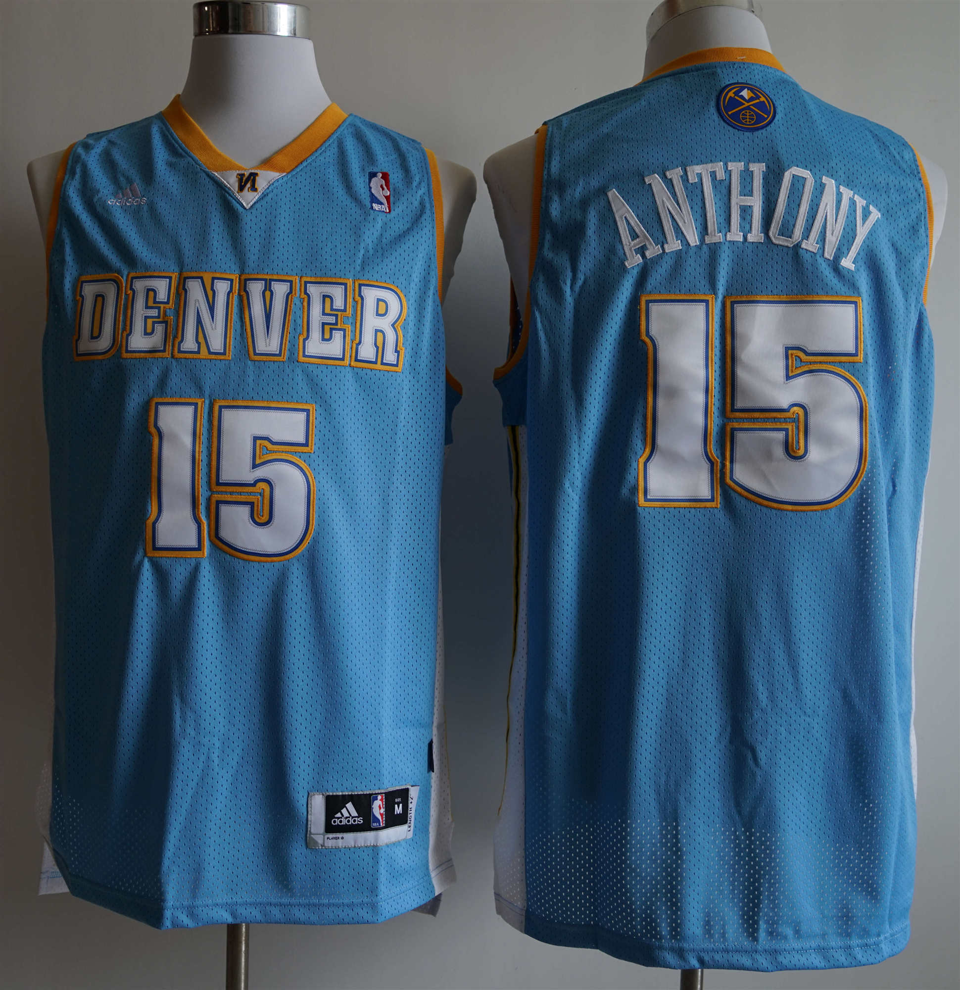 Nuggets 15 Carmelo Anthony Light Blue Adidas Jersey